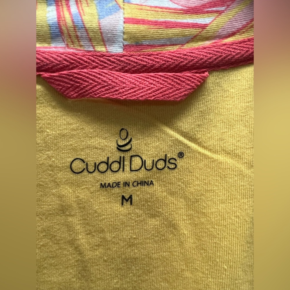 Cuddl Duds - Med - NEW No Tags - Floral Yellow/Coral Short Robe - Picture 3 of 8